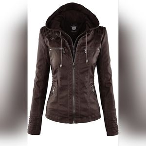 Love & Lock size medium COFFEE colored faux leather jacket